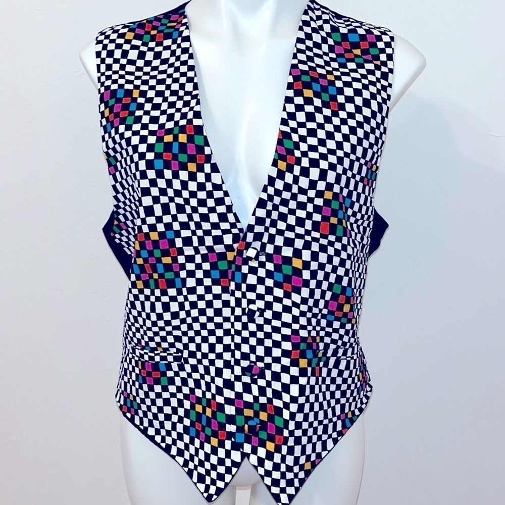 Brandon Michael Vest Medium Multicolored Optical Illusion USA Made